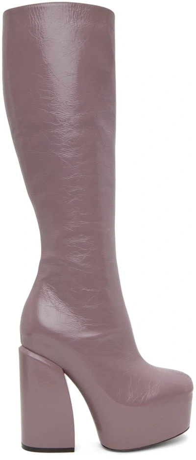 Dries Van Noten Purple Platform Boots In 403 Lilac