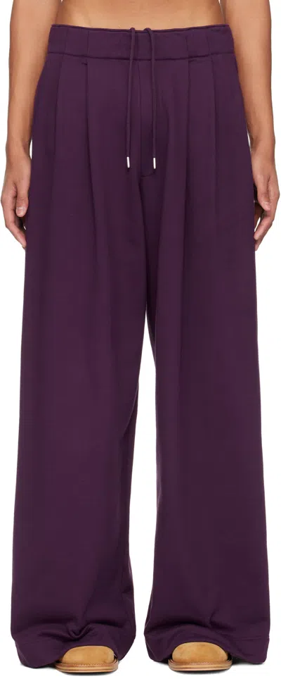 Dries Van Noten Purple Pleated Sweatpants