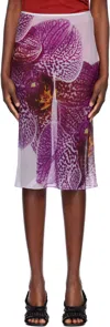 Dries Van Noten Purple Printed Silk Midi Skirt In 304 Fuchsia