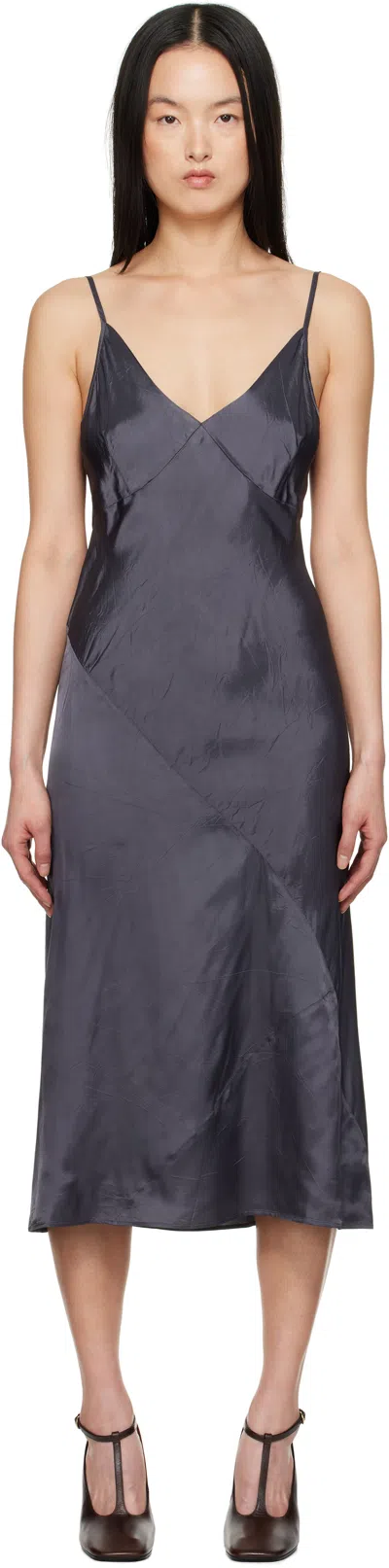 Dries Van Noten Purple Satin Midi Dress In 506 Raf