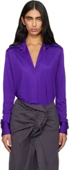 Dries Van Noten Purple Satin Shirt In Multi