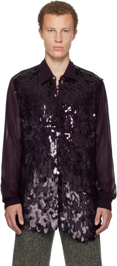 Dries Van Noten Purple Sequinned Shirt