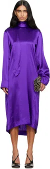 Dries Van Noten Purple Silk Midi Dress In Purple