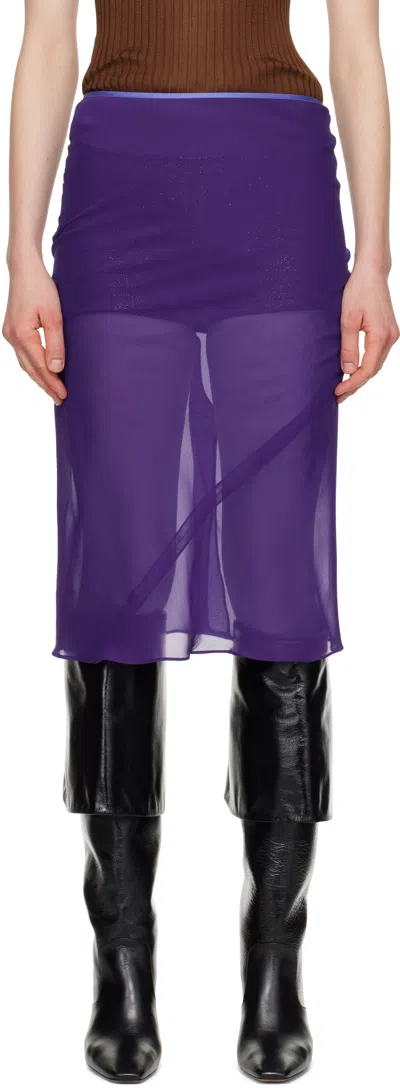 Dries Van Noten Purple Silk Midi Skirt In 401 Purple
