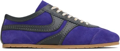 Dries Van Noten Suede Panel Sneakers Rubber Sole In Blue