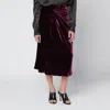 Dries Van Noten Womens Violet Velvet Twisted Woven Midi Skirt In Burgundy
