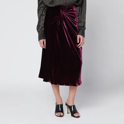 DRIES VAN NOTEN DRIES VAN NOTEN PURPLE VELVET DRAPED MIDI SKIRT WOMEN
