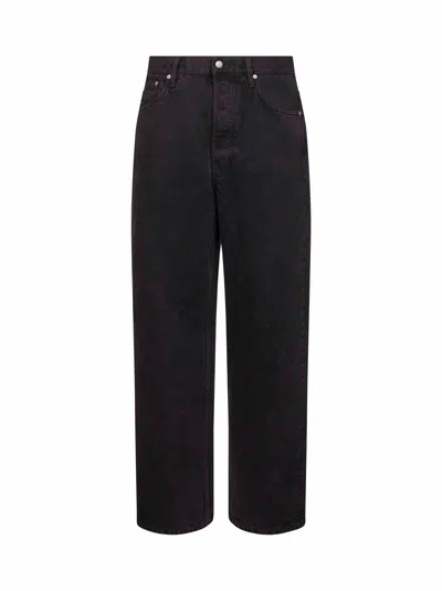 DRIES VAN NOTEN PURPLE WASHED COTTON DENIM LOOSE-FIT JEANS