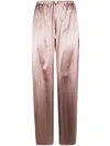Dries Van Noten Puvis Bis Long 2033 Satin Trousers In Brown