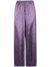Dries Van Noten "puvis Bis Long 2256" Stripe Printed Trousers In Blue