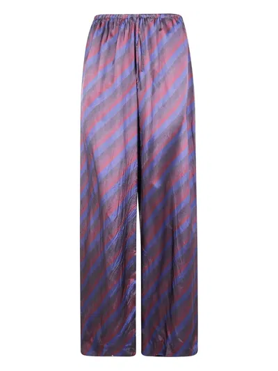 DRIES VAN NOTEN "PUVIS BIS LONG 2256" STRIPE PRINTED TROUSERS,252.010915.2256 509 NAVY