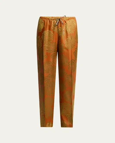 Dries Van Noten Puvis Chrysanthemum Jacquard Satin Pants In Multi