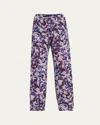 Dries Van Noten Puvis Printed Wide-leg Drawstring Pants In Blue