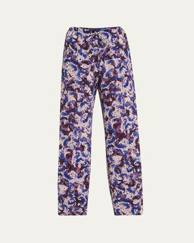 Dries Van Noten Puvis Printed Wide-leg Drawstring Pants In Blue