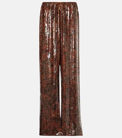 DRIES VAN NOTEN SEQUINED WIDE-LEG PANTS