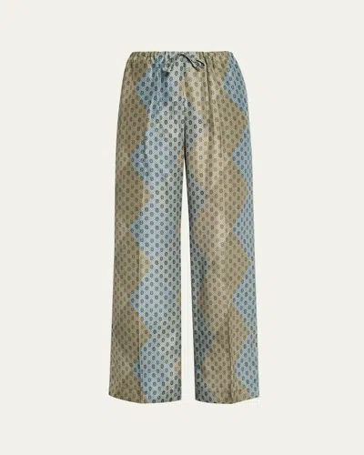 Dries Van Noten Printed Silk-habotai Straight-leg Pants In Multi