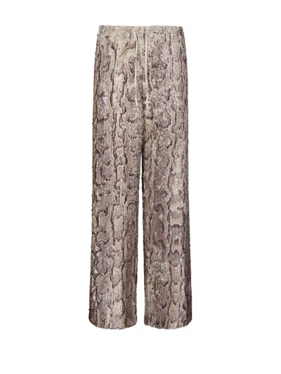 Dries Van Noten Puvis Straight Leg Casual Trouser Embroidered With All-over Sequins In Neutrals