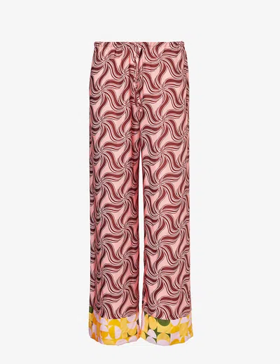 Dries Van Noten Womens Pink Puvis Wide-leg Satin Trousers