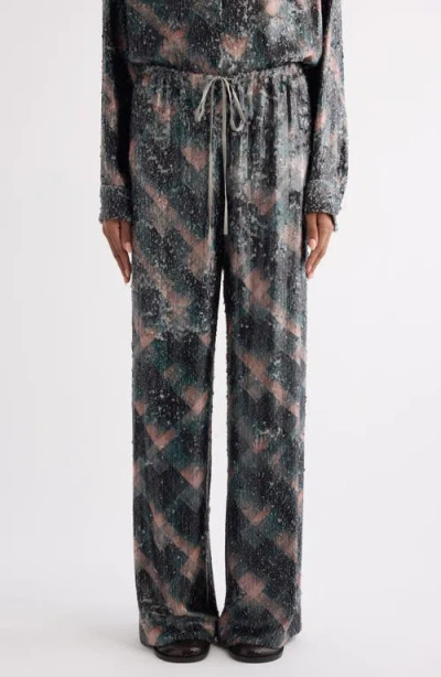 DRIES VAN NOTEN DRIES VAN NOTEN PUVISS SEQUIN EMBROIDERED WIDE LEG PANTS
