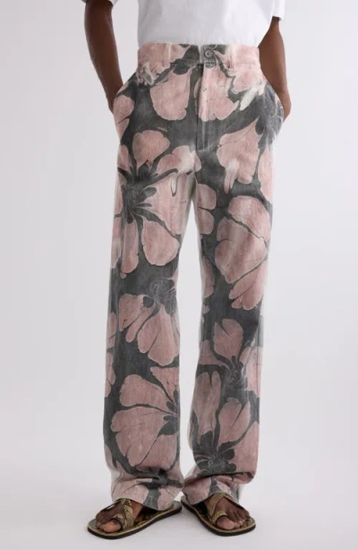 Dries Van Noten Men's Pynam Floral-print Denim Pants In Dessin A