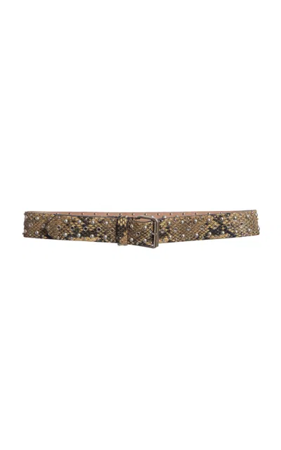 Dries Van Noten Studded Snake-effect Leather Belt In Beige