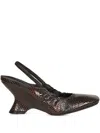 Dries Van Noten Snake-effect Leather Slingback Ballet Pumps In Brown