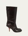 Dries Van Noten Python Stamped Leather Knee-high Boots In Brown