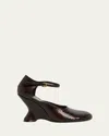 Dries Van Noten Python Stamped Leather Wedge Pumps In Brown