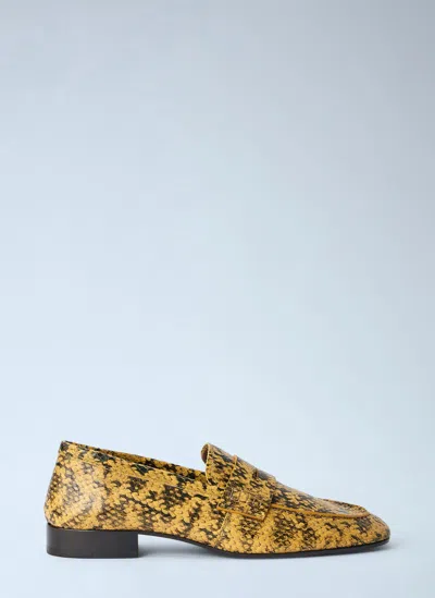 Dries Van Noten Python-print Leather Loafers In Yellow