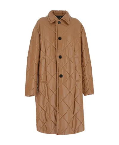 Dries Van Noten Quilted Buttoned Coat In Brown
