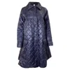 Dries Van Noten Quilted Down Coat In Navy Blue Polyamide