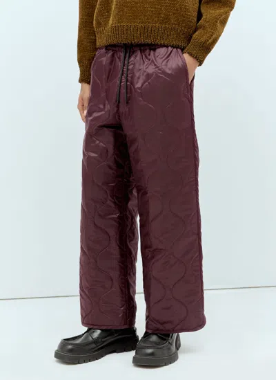 Dries Van Noten Quilted Track Trousers In Burgundy