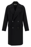 Dries Van Noten Racos 2216 M.w. Wool Double Breasted Coat In Black