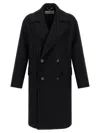 Dries Van Noten Racos 2216 M.w. Wool Double Breasted Coat In Black