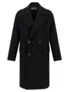 Dries Van Noten Racos 2216 M.w. Wool Double Breasted Coat In Black