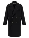 Dries Van Noten Racos 2216 M.w. Wool Double Breasted Coat In Black