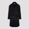 Dries Van Noten Oversized Double-breasted Coat With Peonia Print In Black