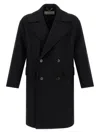 Dries Van Noten Racos 2216 M.w. Wool Double Breasted Coat In Black