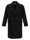 Dries Van Noten Racos 2216 M.w. Wool Double Breasted Coat In Black