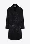 Dries Van Noten Oversized Double-breasted Coat With Peonia Print In Black