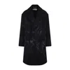 Dries Van Noten Oversized Double-breasted Coat With Peonia Print In Black