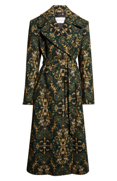 Dries Van Noten Rafaella Geo Print Belted Coat In Multi