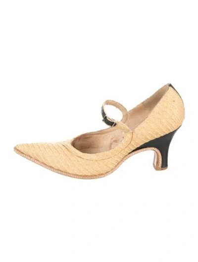 Pre-owned Dries Van Noten Raffia Patterned Pumps In Neutral