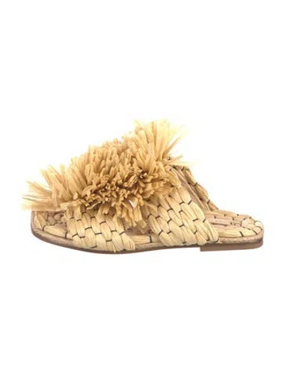 Pre-owned Dries Van Noten Raffia Patterned Sandals In Gold