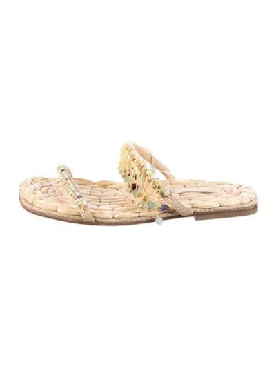 Pre-owned Dries Van Noten Raffia Slides In Neutral