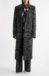 Dries Van Noten Raftan Abstract Swirl Jacquard Coat In Black