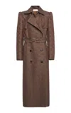 Dries Van Noten Rafti Puff-sleeved Jacquard Coat In Brown