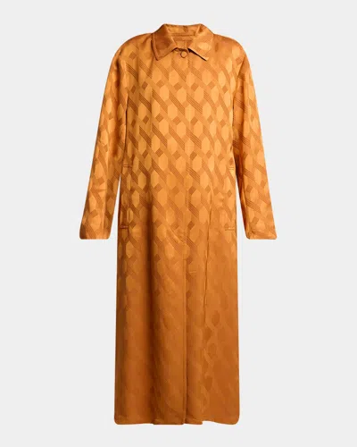Dries Van Noten Raltonas Silk Jacquard Single-breasted Coat In Orange
