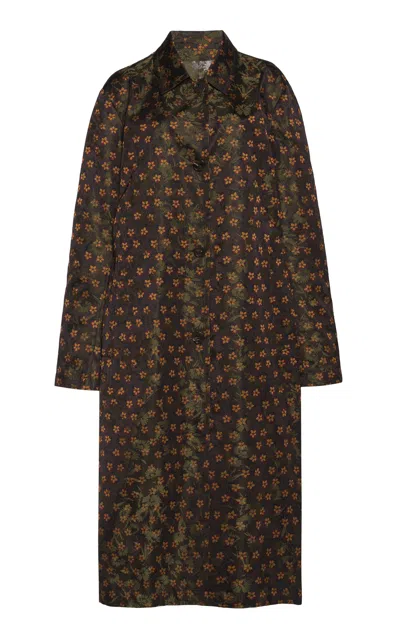Dries Van Noten Raltonel Floral Mac Coat In Pink