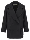 Dries Van Noten Randia Double-breasted Short Wool Coat In Black